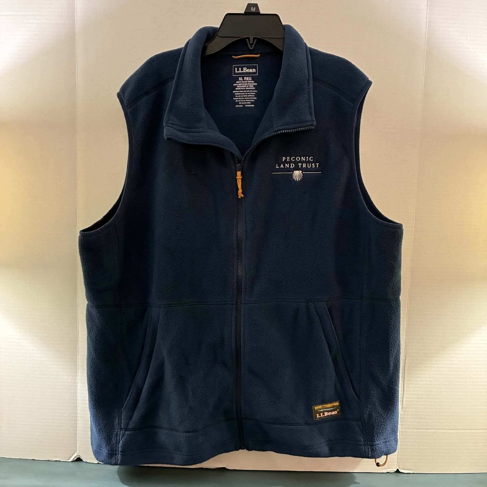 LL Bean Fleece Vest Mens XL Blue Peconic Land Trust Full Zip Outdoor